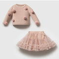 NOYNOY- 2PC POMPOM SWEATER DRESS SET