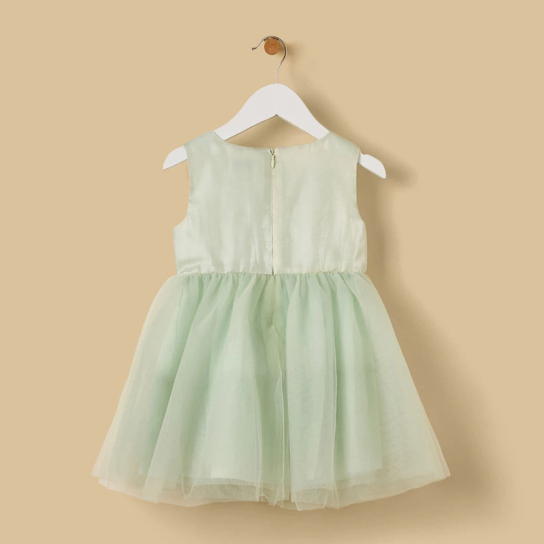 MAX-Floral 3D Embroidered Yoke Cotton Dress