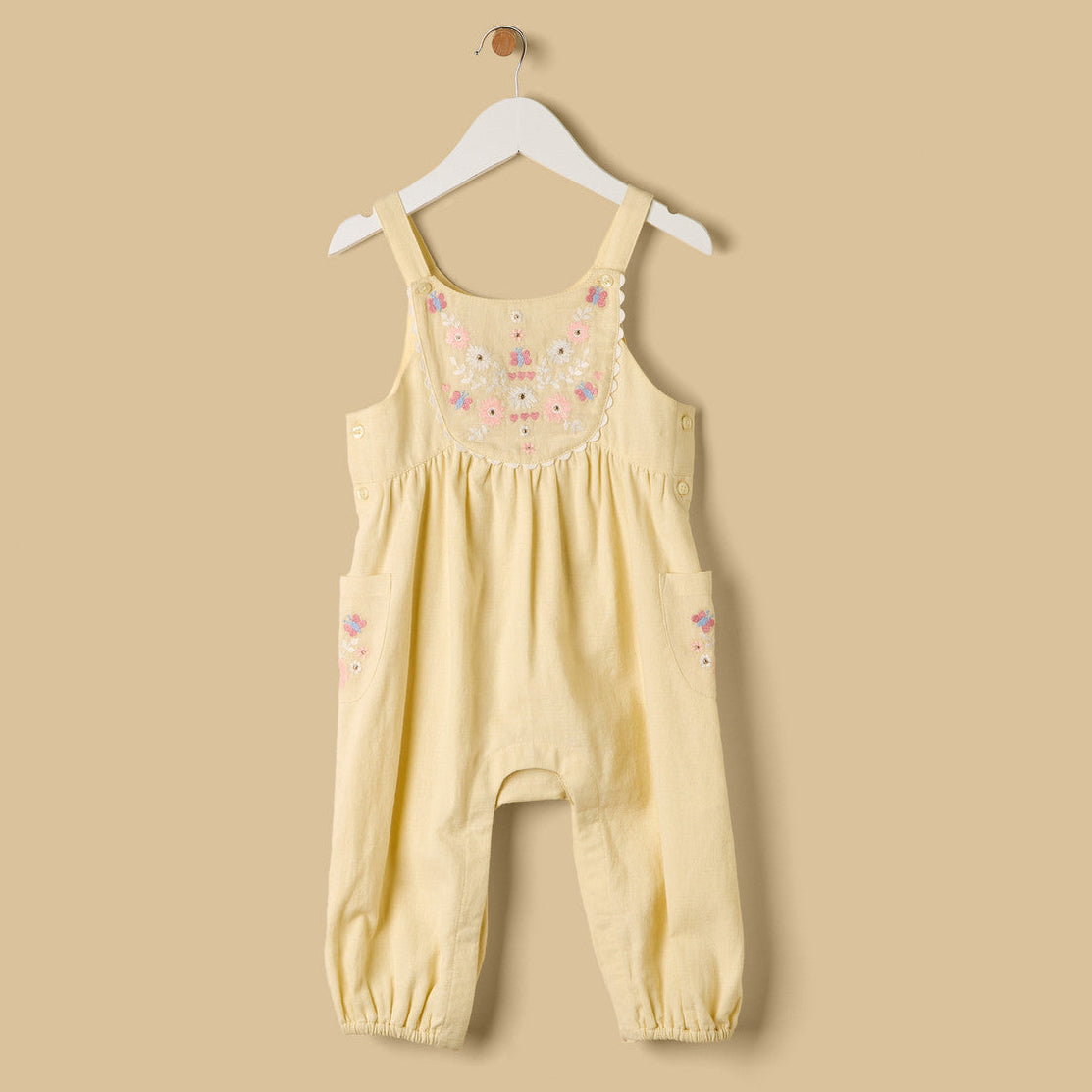 MAX-Embroidered Dungaree and T-shirt Set