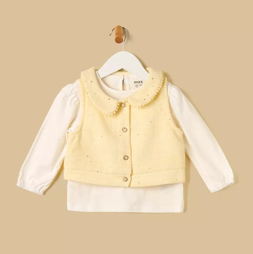 MAX-Sequin Embellished Tweed Jacket with Top