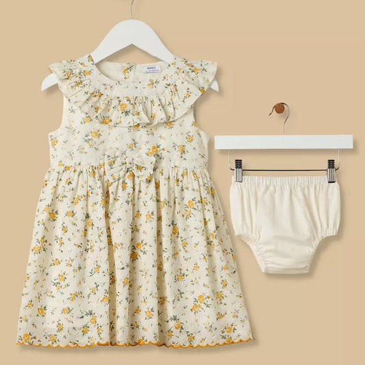 MAX-Floral Print Cotton Dress with Bloomers