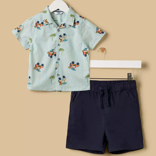 MAX-Striped Shirt and Shorts Set