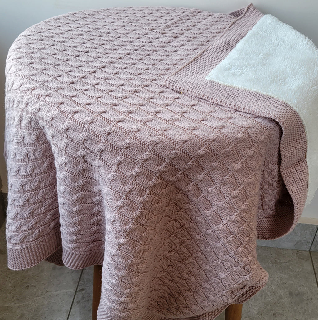 KNITTED DOUBLE SIDED SHERPA - baby blanket