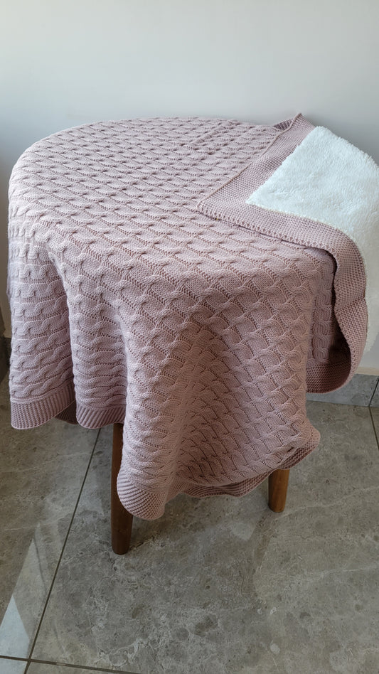 KNITTED DOUBLE SIDED SHERPA - baby blanket