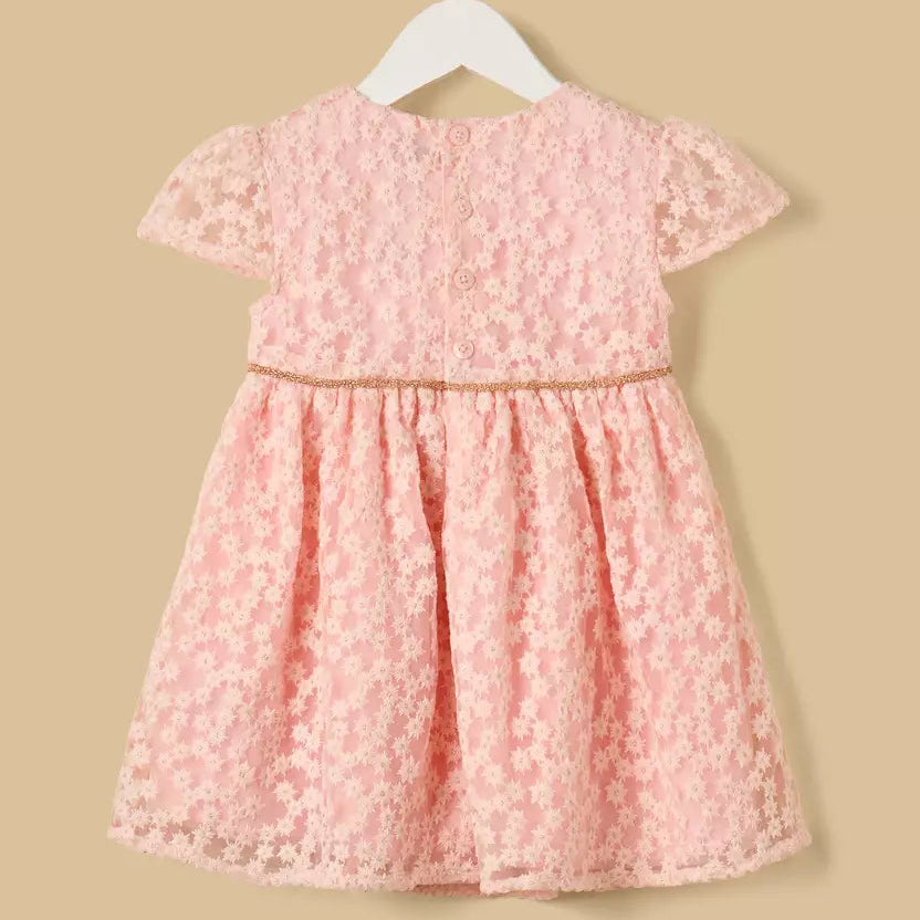 MAX-Floral Embroidered Mesh Dress