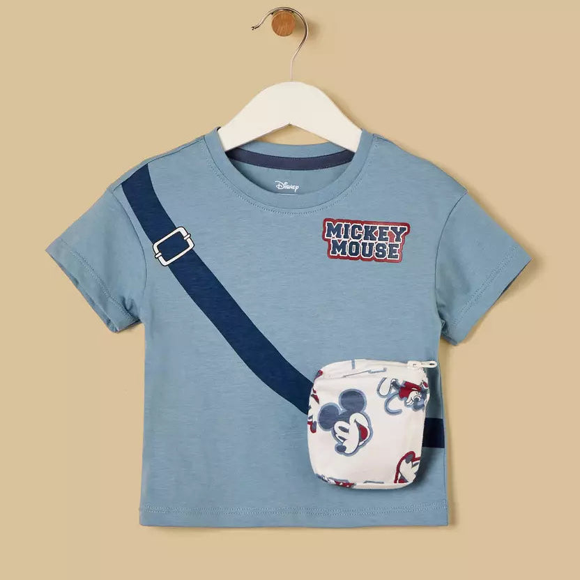 MAX-Mickey Mouse 3D Bag Accent Cotton T-shirt and Shorts Set