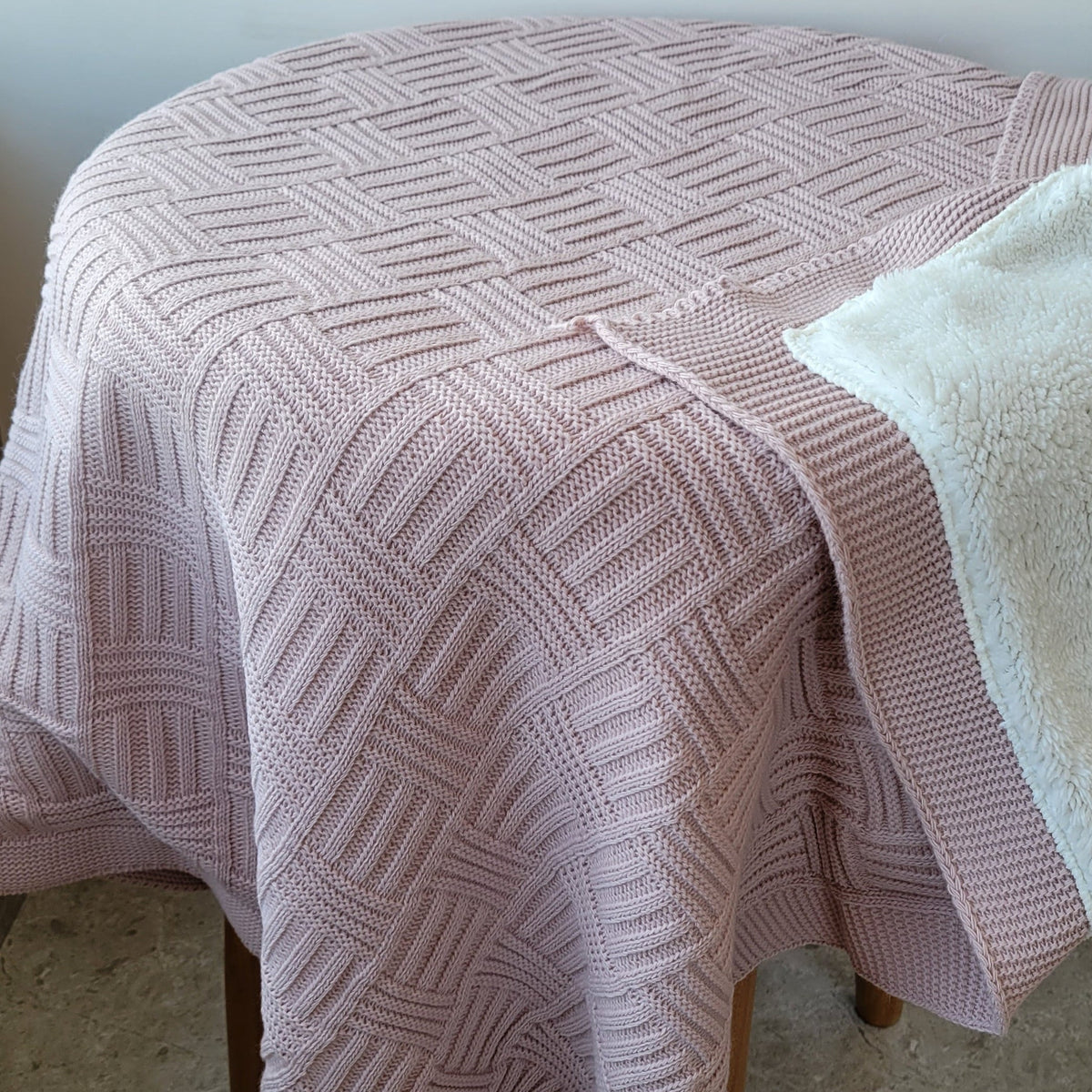 KNITTED DOUBLE SIDED SHERPA - baby blanket