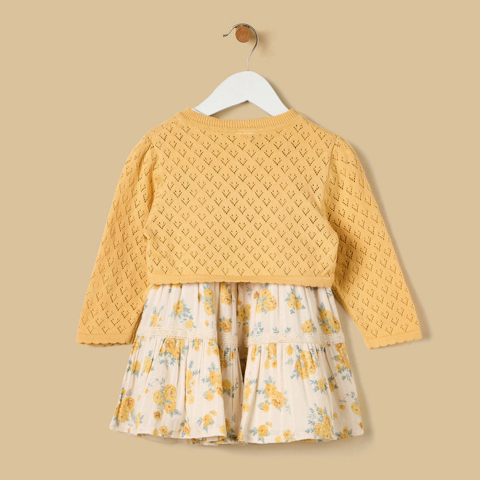 MAX-Floral Print Cotton Dress with Shrug