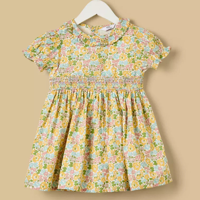 MAX-Floral Print Smocked Dress with Bloomers