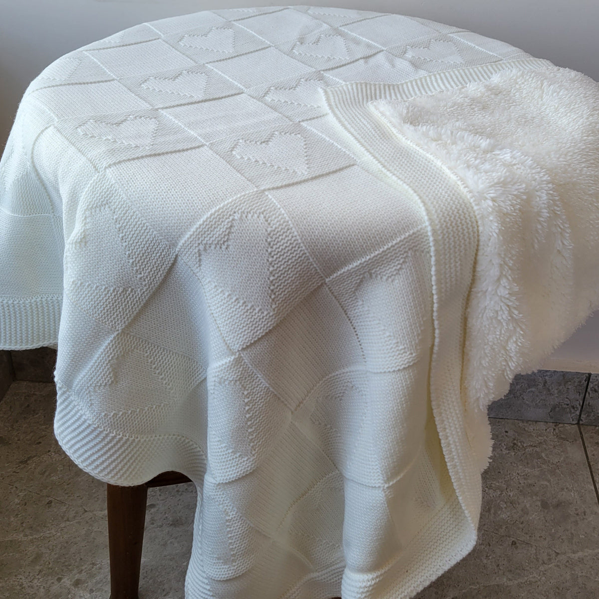 KNITTED DOUBLE SIDED SHERPA - baby blanket