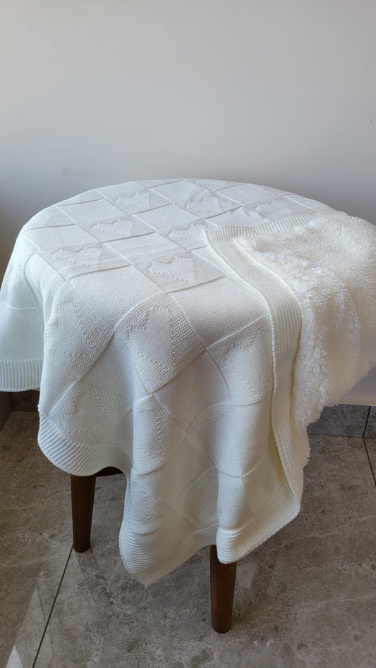 KNITTED DOUBLE SIDED SHERPA - baby blanket