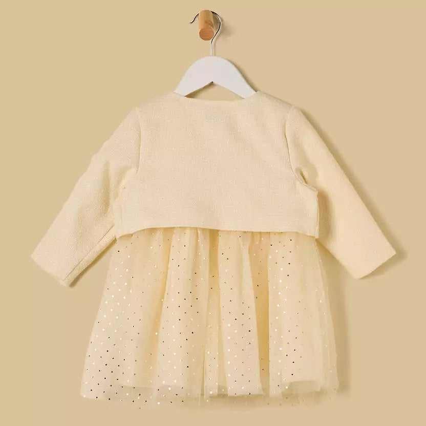 MAX-Floral Textured Dress with Bolero Jacket