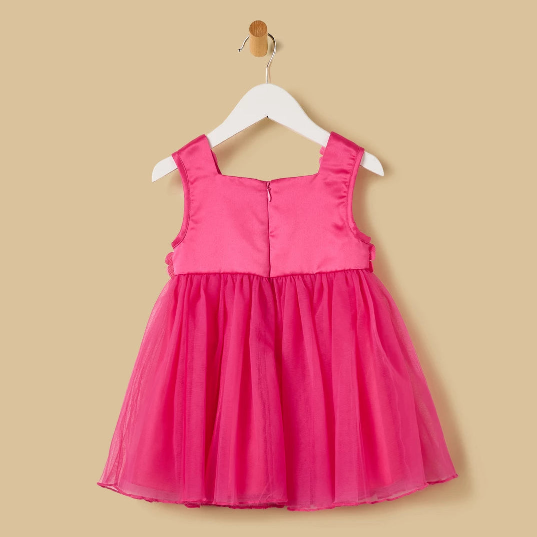 MAX-Floral Beads Yoke Sleeveless Dress