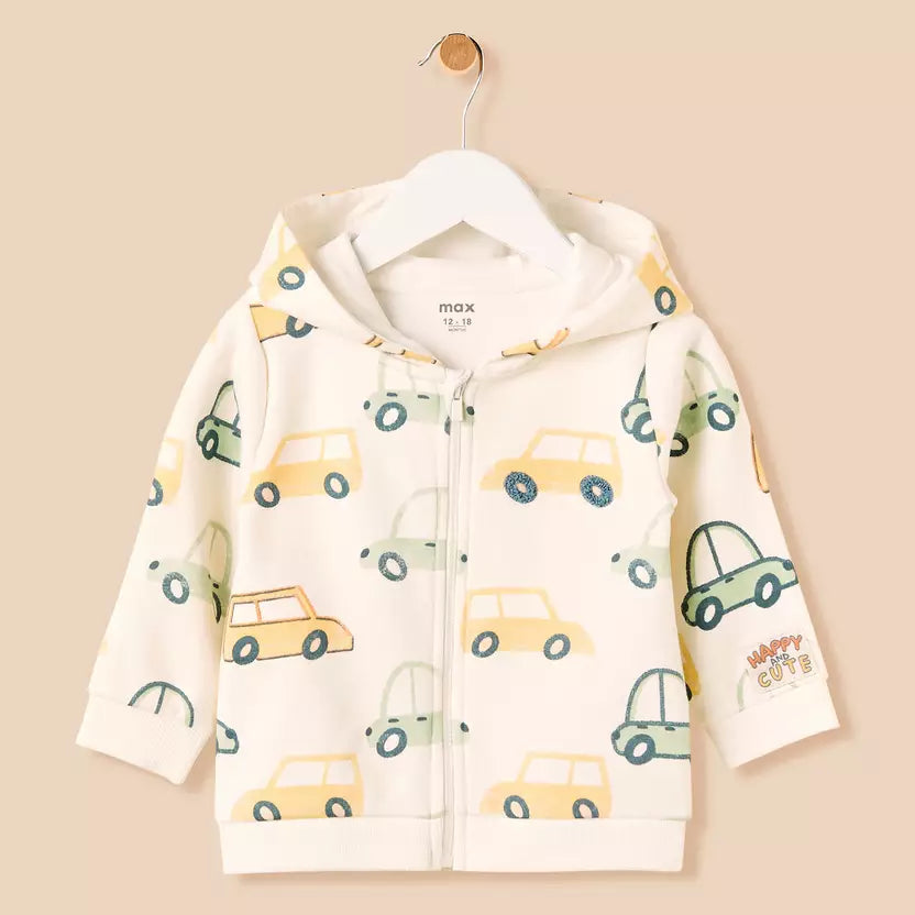 MAX-Vehicle Print Zip Through Hoodie and Joggers Set