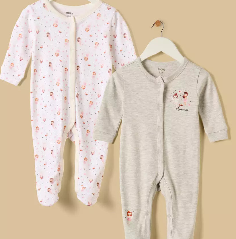 MAX-Pack of 2 - Fairy Print Sleepsuit