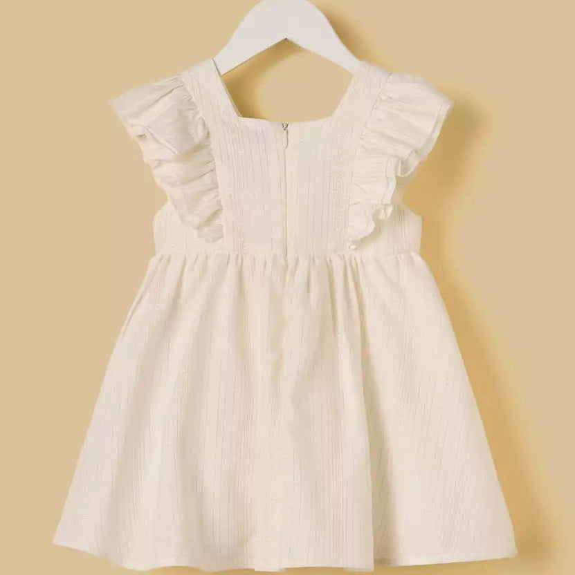 MAX-Lurex Striped Floral Applique Dress