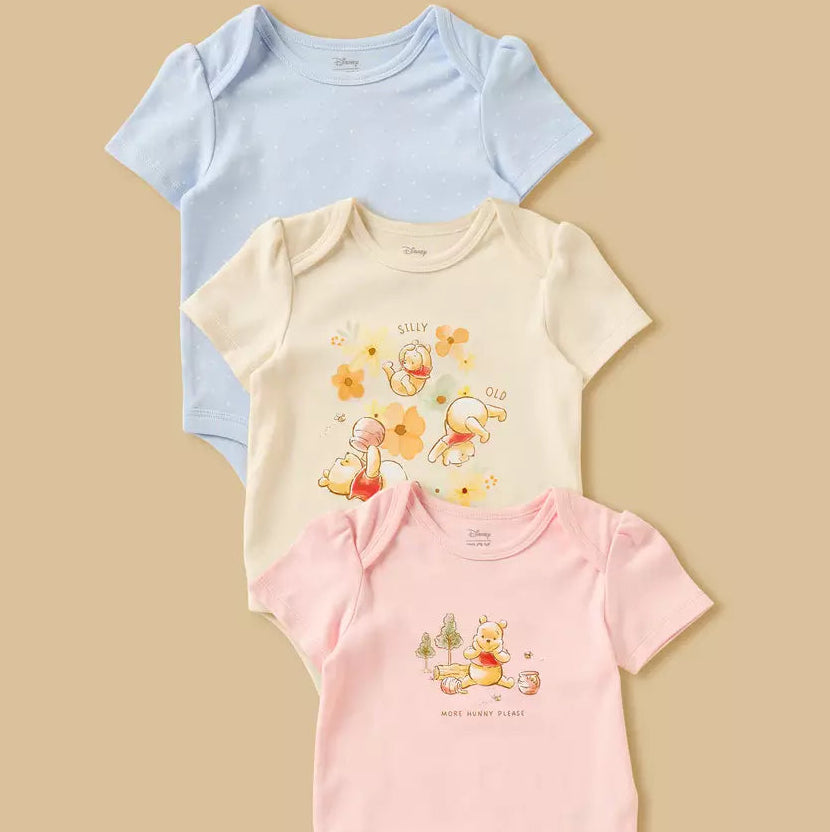 MAX-Pack of 3- Winnie the pooh Print Cotton Bodysuit