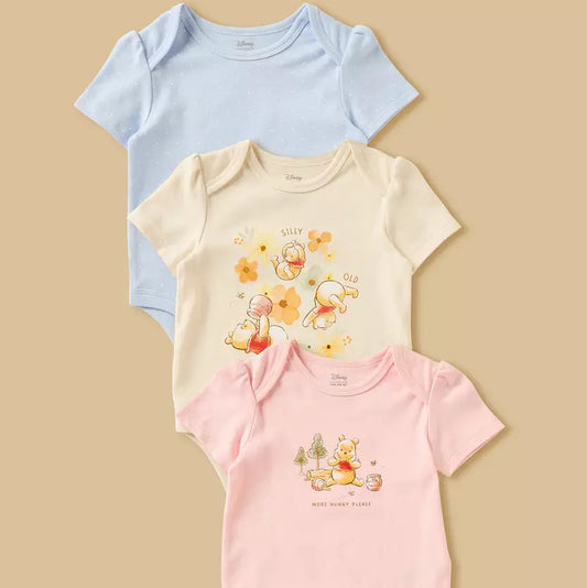 MAX-Pack of 3- Winnie the pooh Print Cotton Bodysuit