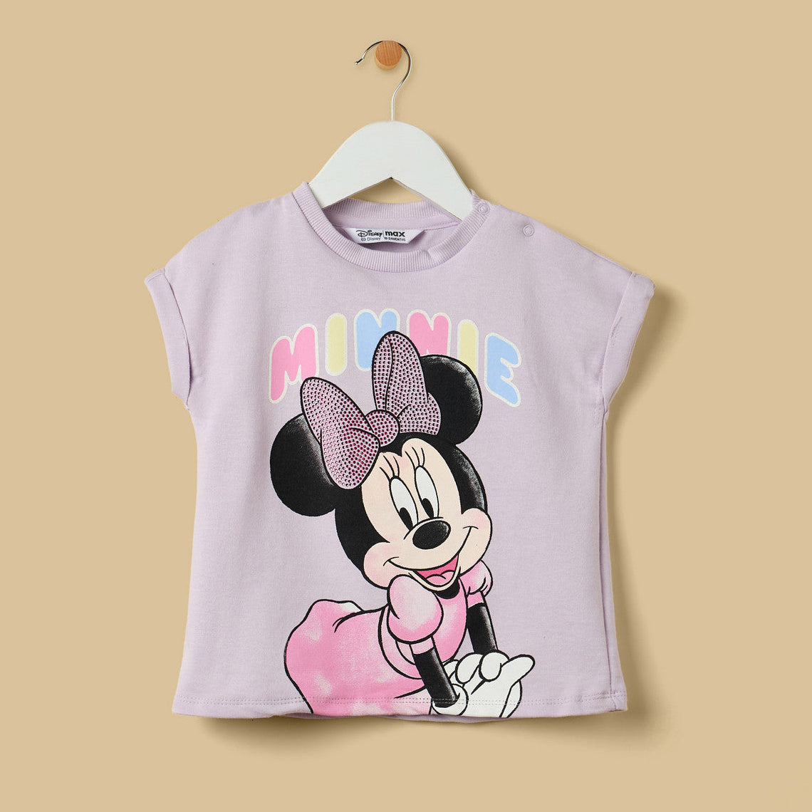MAX-Minnie Mouse Print Cotton T-shirt and Shorts Set