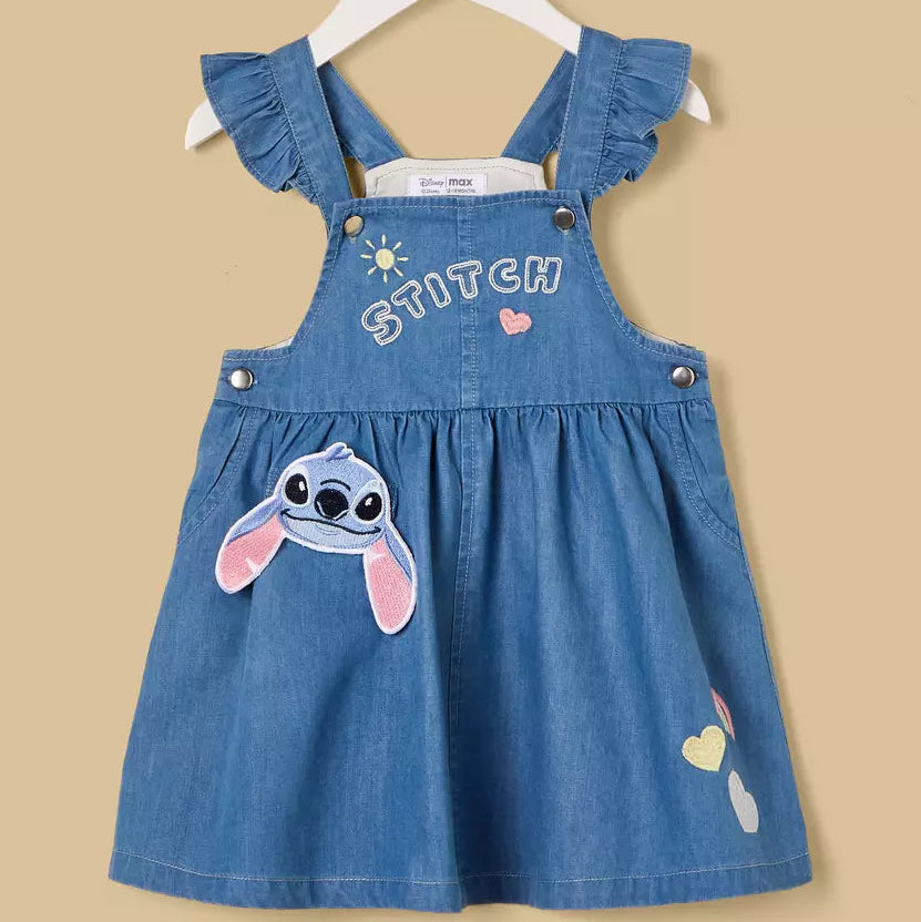 MAX-Stitch Applique Denim Pinafore with T-shirt