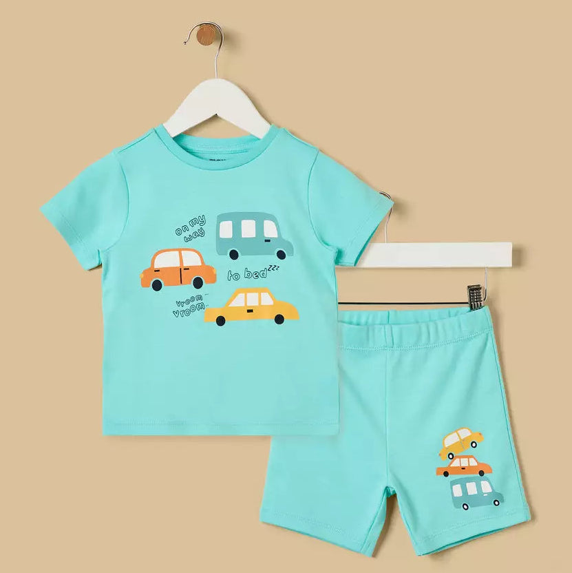 MAX-Vehicle Print Cotton Shorts Set