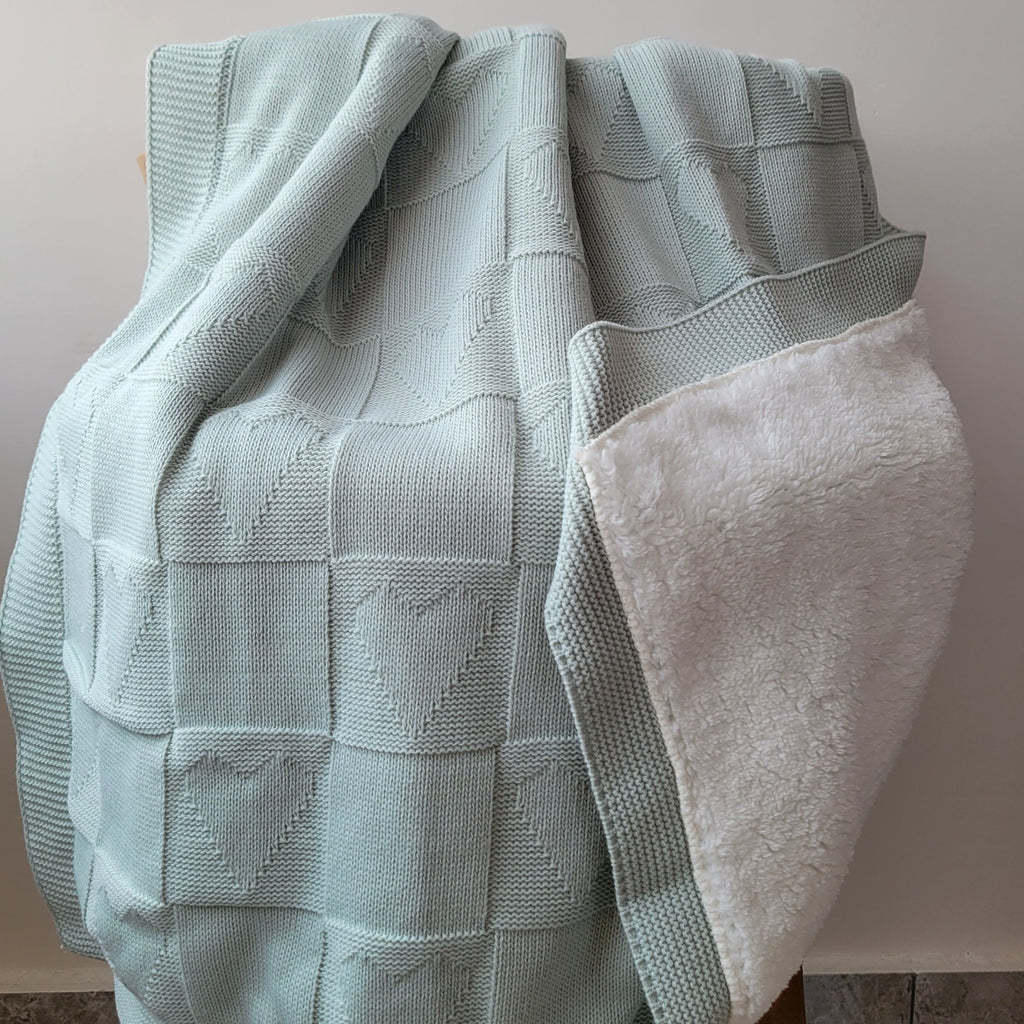 KNITTED DOUBLE SIDED SHERPA - baby blanket
