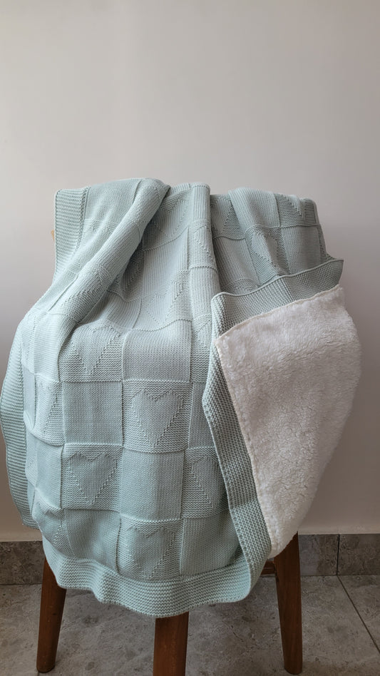 KNITTED DOUBLE SIDED SHERPA - baby blanket
