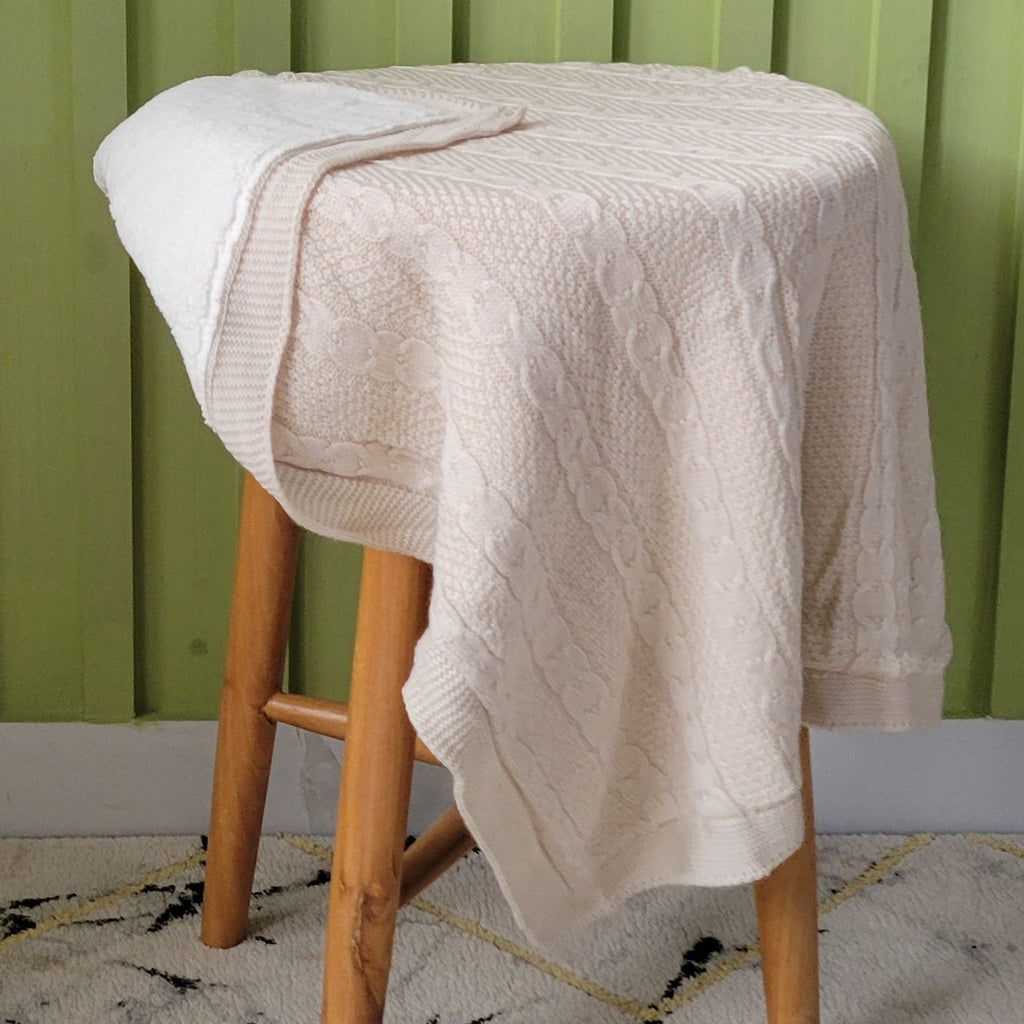 KNITTED DOUBLE SIDED SHERPA - baby blanket