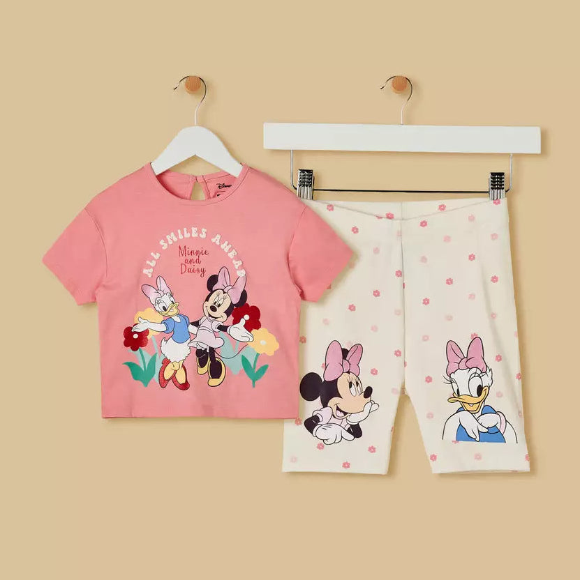 MAX-Minnie Mouse and Daisy Duck Print Top and Short Leggings Set