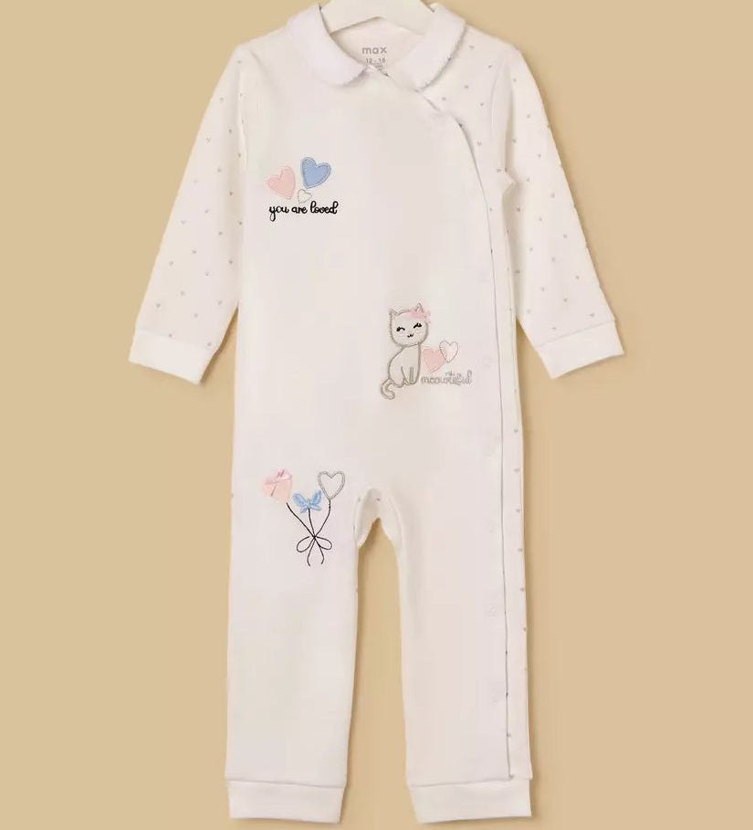 MAX-Cat Embroidered Collared Sleepsuit