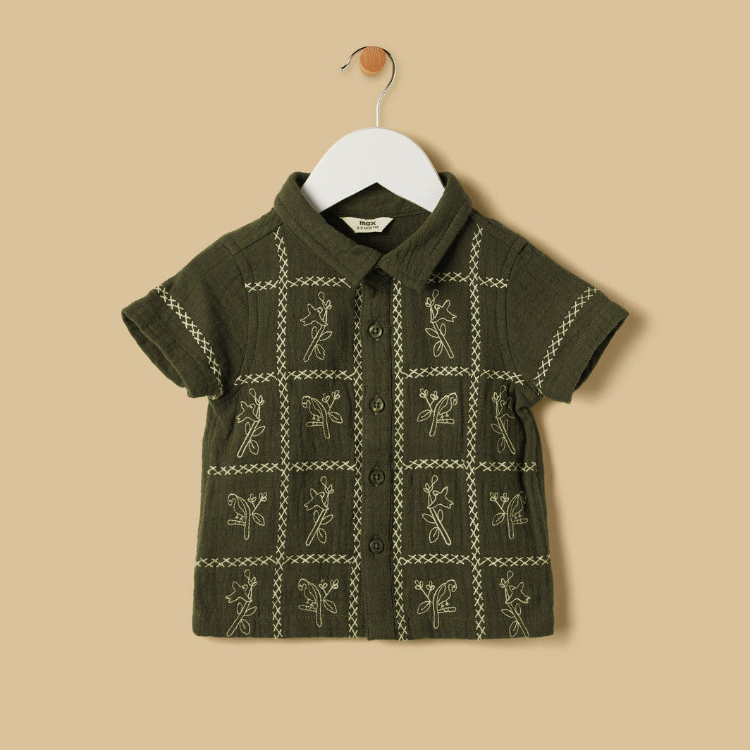 MAX - Embroidered Cotton Shirt and Shorts Set