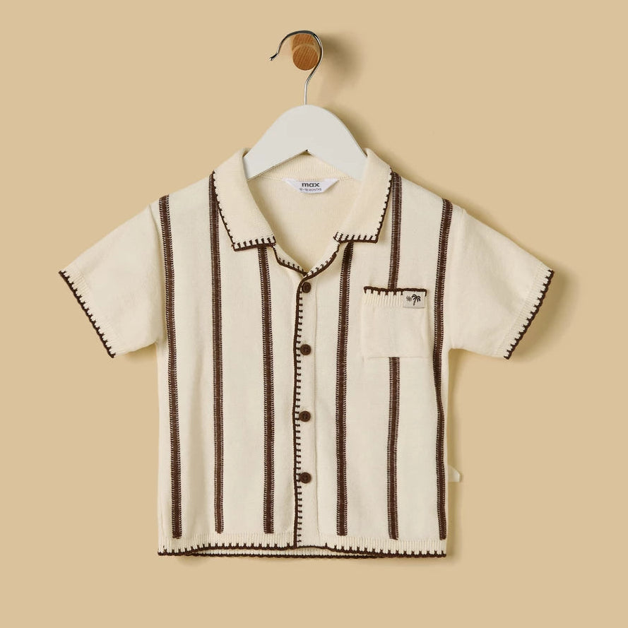 MAX - Striped Cotton Shirt and Shorts Set