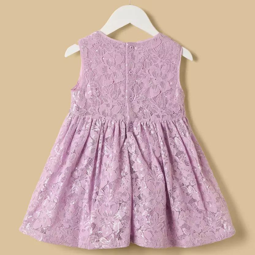 MAX-Lace Sequin Embellished Sleeveless Dress