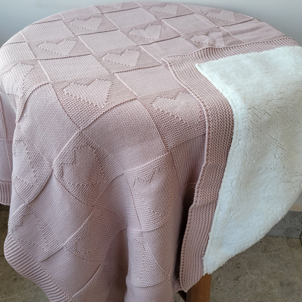 KNITTED DOUBLE SIDED SHERPA - baby blanket