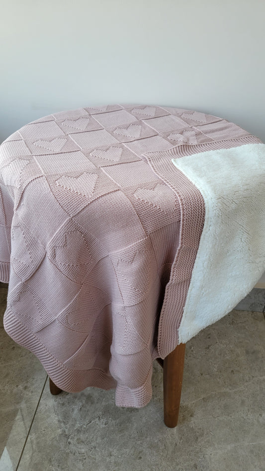 KNITTED DOUBLE SIDED SHERPA - baby blanket