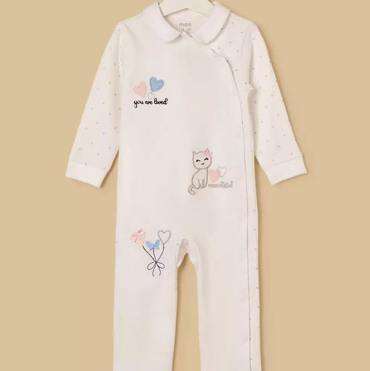 MAX-Cat Embroidered Collared Sleepsuit